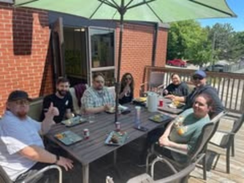 Team lunch on the patio